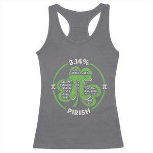Funny Teacher St Patricks Day Racerback Tank Top Pi Day 3.14 Irish Funny Pirish Math Number Pi TS02 Charcoal Print Your Wear