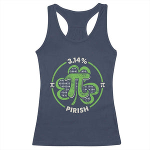 Funny Teacher St Patricks Day Racerback Tank Top Pi Day 3.14 Irish Funny Pirish Math Number Pi TS02 Navy Print Your Wear