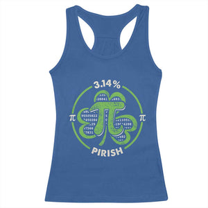 Funny Teacher St Patricks Day Racerback Tank Top Pi Day 3.14 Irish Funny Pirish Math Number Pi TS02 Royal Blue Print Your Wear