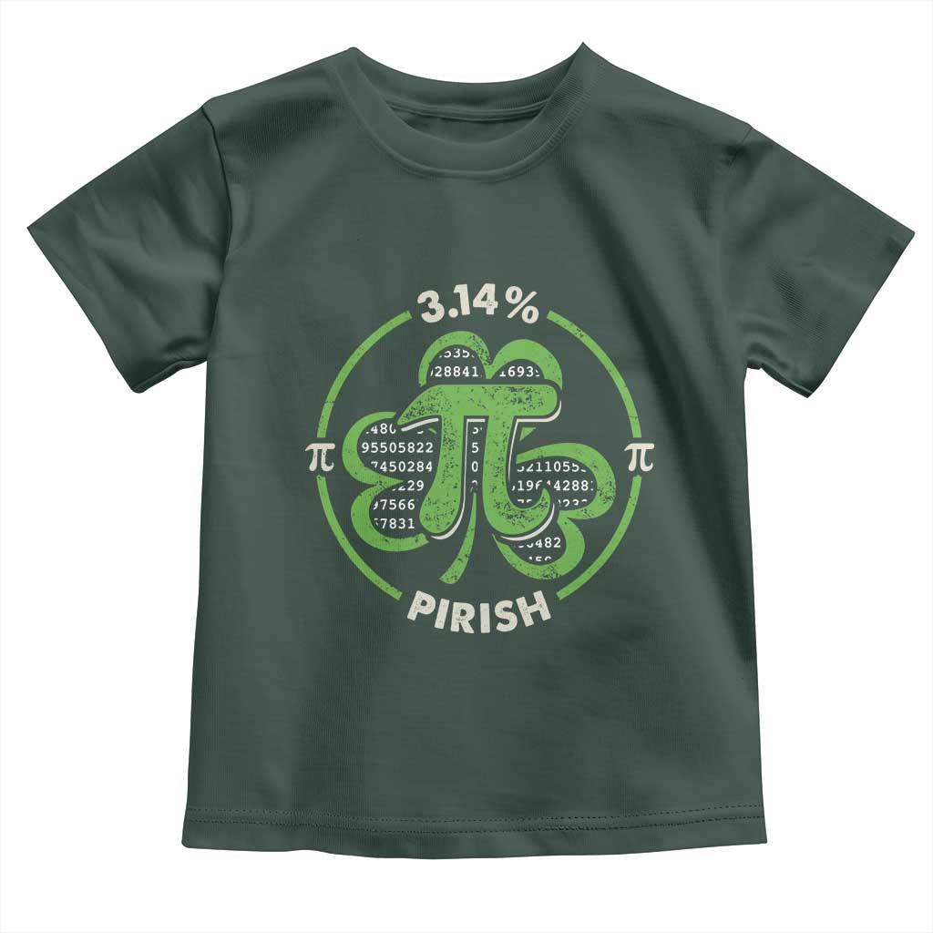 Funny Teacher St Patricks Day Toddler T Shirt Pi Day 3.14 Irish Funny Pirish Math Number Pi TS02 Dark Forest Green Print Your Wear