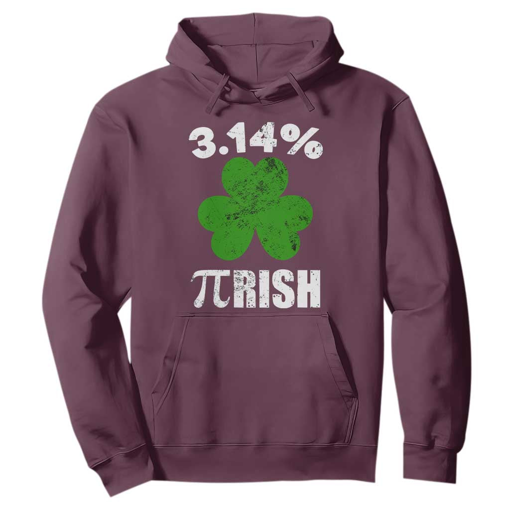 Funny Number Pi St. Patricks Day Hoodie 3.14% Pi-rish Irish Funny Math Pi Day Shamrock TS02 Maroon Printyourwear