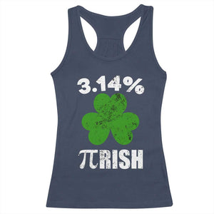 Funny Number Pi St Patricks Day Racerback Tank Top 3.14% Pi-rish Irish Funny Math Pi Day Shamrock TS02 Navy Print Your Wear