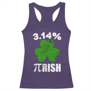 Funny Number Pi St Patricks Day Racerback Tank Top 3.14% Pi-rish Irish Funny Math Pi Day Shamrock TS02 Purple Print Your Wear