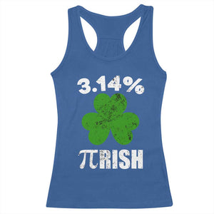 Funny Number Pi St Patricks Day Racerback Tank Top 3.14% Pi-rish Irish Funny Math Pi Day Shamrock TS02 Royal Blue Print Your Wear