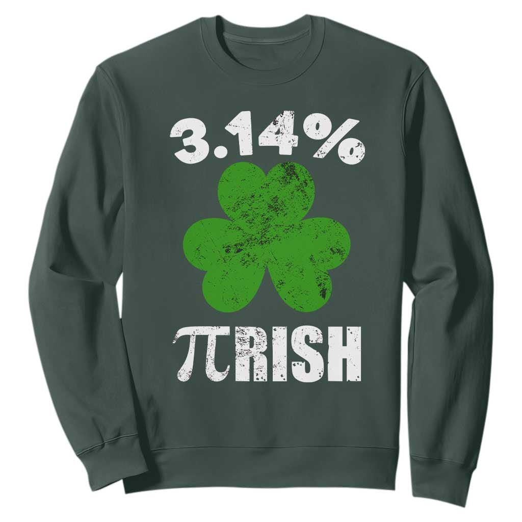 Funny Number Pi St. Patricks Day Sweatshirt 3.14% Pi-rish Irish Funny Math Pi Day Shamrock TS02 Dark Forest Green Printyourwear