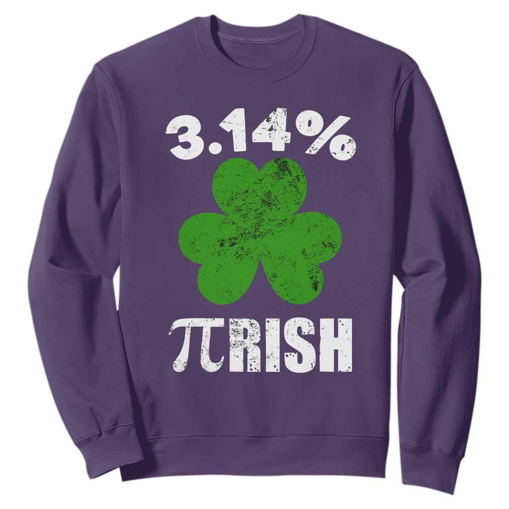 Funny Number Pi St. Patricks Day Sweatshirt 3.14% Pi-rish Irish Funny Math Pi Day Shamrock TS02 Purple Printyourwear