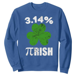 Funny Number Pi St. Patricks Day Sweatshirt 3.14% Pi-rish Irish Funny Math Pi Day Shamrock TS02 Royal Blue Printyourwear