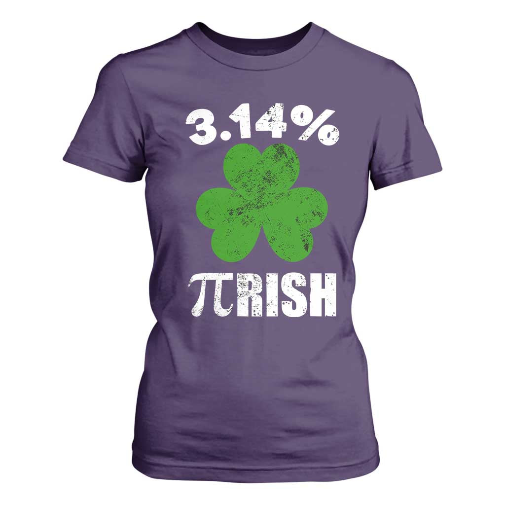 Funny Number Pi St Patricks Day T Shirt For Women 3.14% Pi-rish Irish Funny Math Pi Day Shamrock TS02 Purple Print Your Wear
