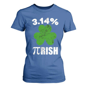 Funny Number Pi St Patricks Day T Shirt For Women 3.14% Pi-rish Irish Funny Math Pi Day Shamrock TS02 Royal Blue Print Your Wear