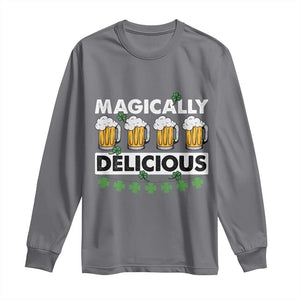 Funny St Patricks Day Drinking Long Sleeve Shirt Magically Delicious Beers Lovers TS02 Charcoal Print Your Wear