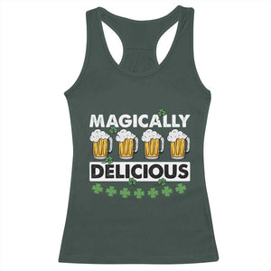 Funny St Patricks Day Drinking Racerback Tank Top Magically Delicious Beers Lovers TS02 Dark Forest Green Print Your Wear