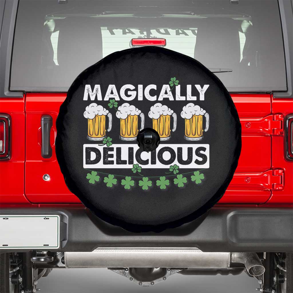 Funny St Patricks Day Drinking Spare Tire Cover Magically Delicious Beers Lovers TS02 Black Print Your Wear