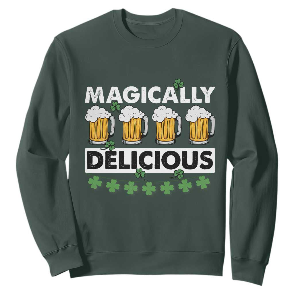 Funny St. Patricks Day Drinking Sweatshirt Magically Delicious Beers Lovers TS02 Dark Forest Green Printyourwear