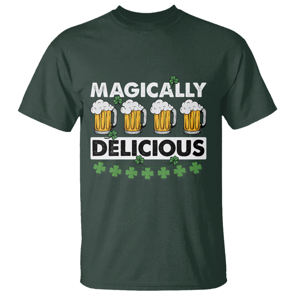 Funny St. Patricks Day Drinking T Shirt Magically Delicious Beers Lovers TS02 Dark Forest Green Printyourwear