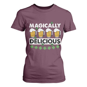 Funny St Patricks Day Drinking T Shirt For Women Magically Delicious Beers Lovers TS02 Maroon Print Your Wear