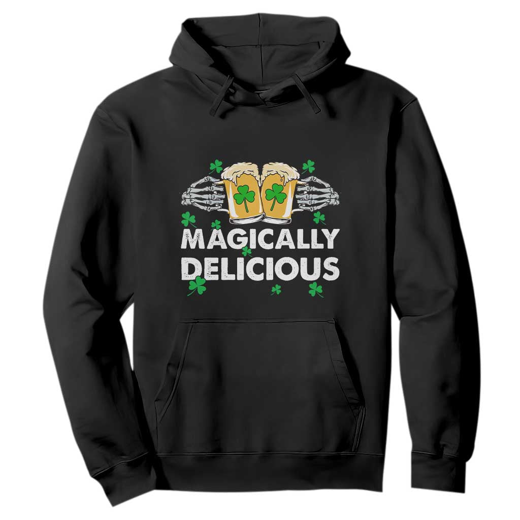 Funny St. Patricks Day Drinking Hoodie Magically Delicious Beers Cheer Skeleton Hands TS02 Black Printyourwear
