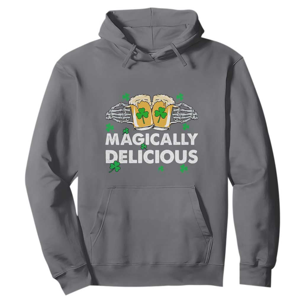 Funny St. Patricks Day Drinking Hoodie Magically Delicious Beers Cheer Skeleton Hands TS02 Charcoal Printyourwear