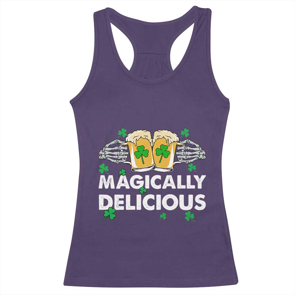 Funny St Patricks Day Drinking Racerback Tank Top Magically Delicious Beers Cheer Skeleton Hands TS02 Purple Print Your Wear