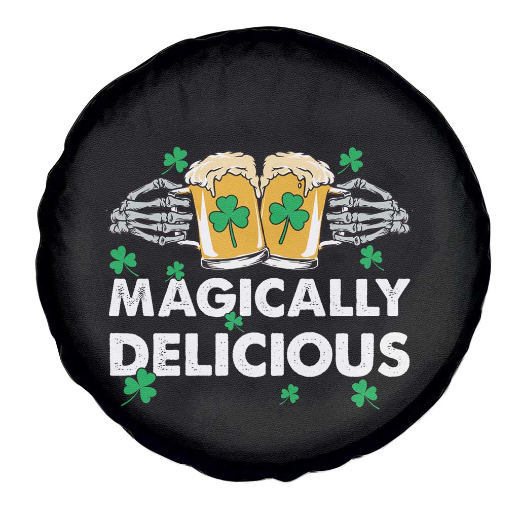 Funny St Patricks Day Drinking Spare Tire Cover Magically Delicious Beers Cheer Skeleton Hands TS02 Print Your Wear