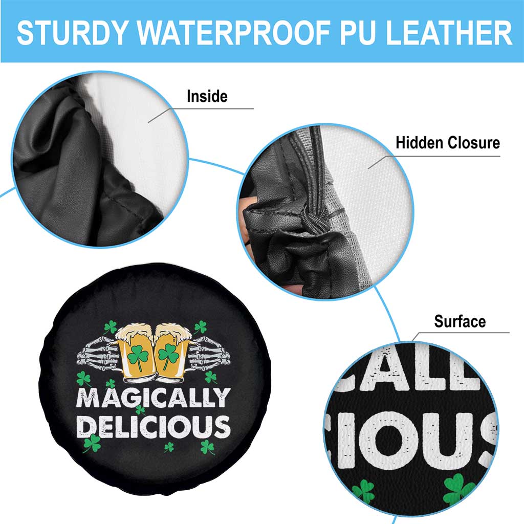Funny St Patricks Day Drinking Spare Tire Cover Magically Delicious Beers Cheer Skeleton Hands TS02 Print Your Wear