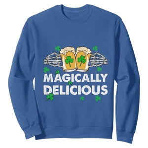 Funny St. Patricks Day Drinking Sweatshirt Magically Delicious Beers Cheer Skeleton Hands TS02 Royal Blue Printyourwear