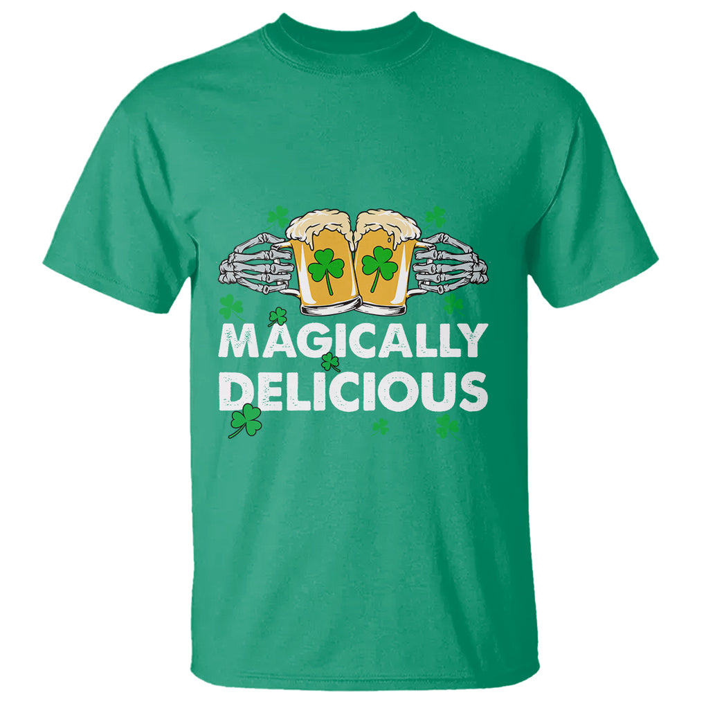 Funny St. Patricks Day Drinking T Shirt Magically Delicious Beers Cheer Skeleton Hands TS02 Irish Green Printyourwear
