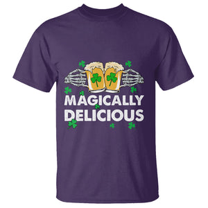 Funny St. Patricks Day Drinking T Shirt Magically Delicious Beers Cheer Skeleton Hands TS02 Purple Printyourwear