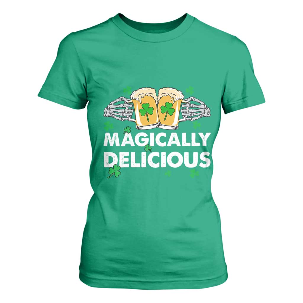 Funny St Patricks Day Drinking T Shirt For Women Magically Delicious Beers Cheer Skeleton Hands TS02 Irish Green Print Your Wear