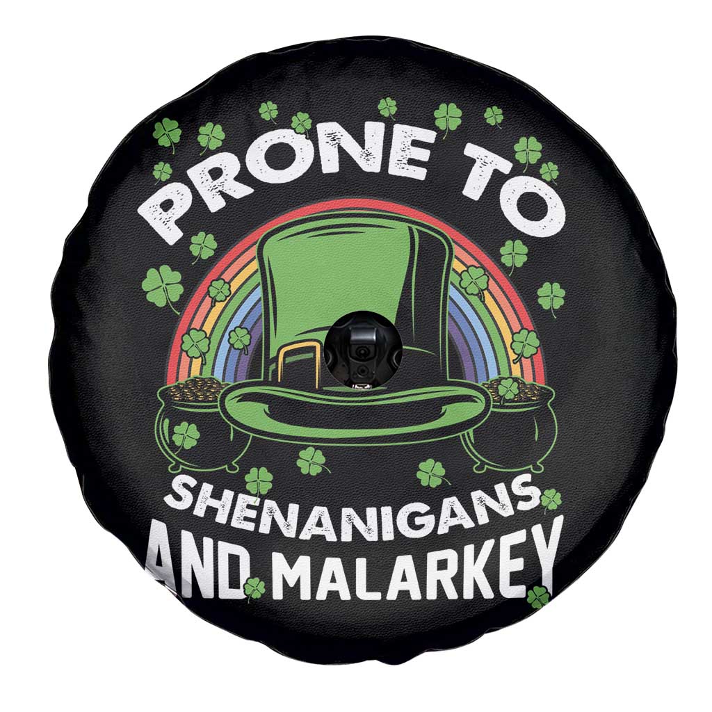 Funny St Patricks Day Spare Tire Cover Prone To Shenanigans And Malarkey Leprechaun Hat Rainbow TS02 Print Your Wear