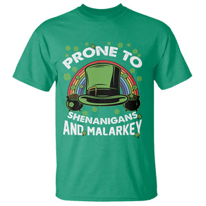 Funny St. Patricks Day T Shirt Prone To Shenanigans And Malarkey Leprechaun Hat Rainbow TS02 Irish Green Printyourwear