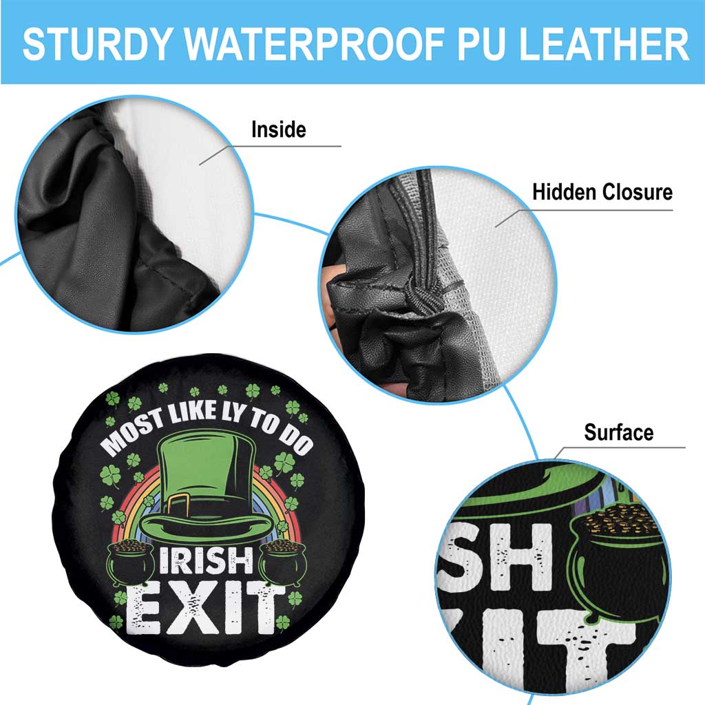 Funny St Patricks Day Drinking Spare Tire Cover Most Likely To Do Irish Exit Leprechaun Hat Rainbow TS02 Print Your Wear