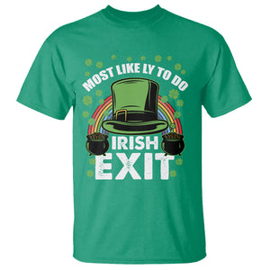 Funny St. Patricks Day Drinking T Shirt Most Likely To Do Irish Exit Leprechaun Hat Rainbow TS02 Irish Green Printyourwear