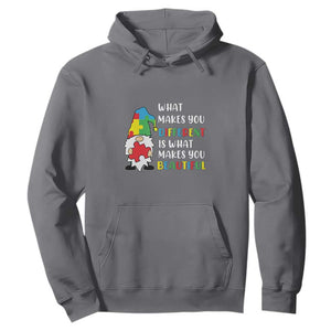 Autism Gnome Hoodie What Makes You Different Makes You Beautiful Puzzle Piece TS02 Charcoal Printyourwear