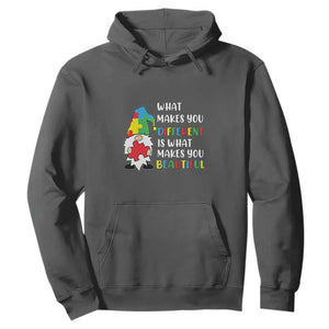 Autism Gnome Hoodie What Makes You Different Makes You Beautiful Puzzle Piece TS02 Dark Heather Printyourwear