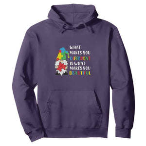 Autism Gnome Hoodie What Makes You Different Makes You Beautiful Puzzle Piece TS02 Purple Printyourwear