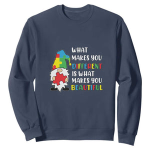 Autism Gnome Sweatshirt What Makes You Different Makes You Beautiful Puzzle Piece TS02 Navy Printyourwear