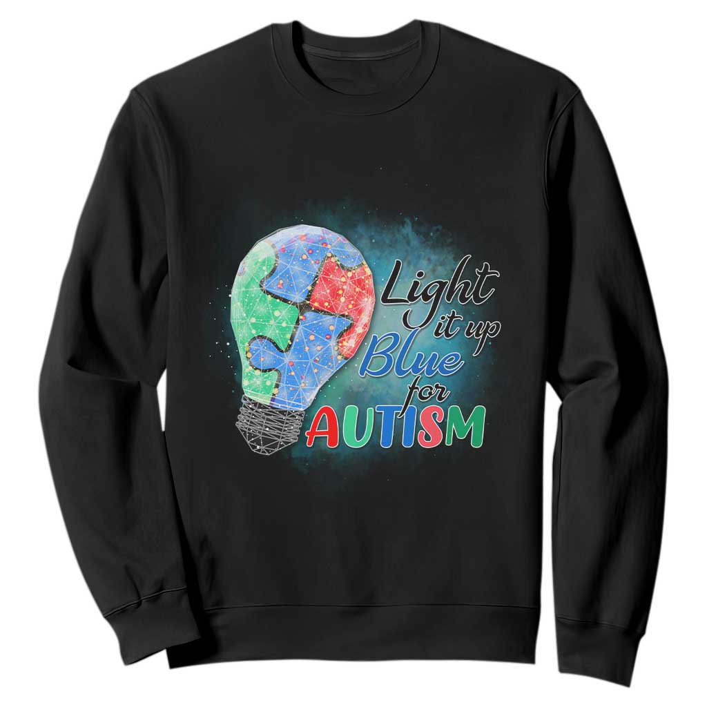 Autism Awareness Sweatshirt Light Up Blue Include Love Support TS02 Black Printyourwear