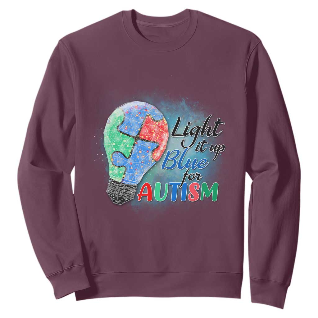 Autism Awareness Sweatshirt Light Up Blue Include Love Support TS02 Maroon Printyourwear