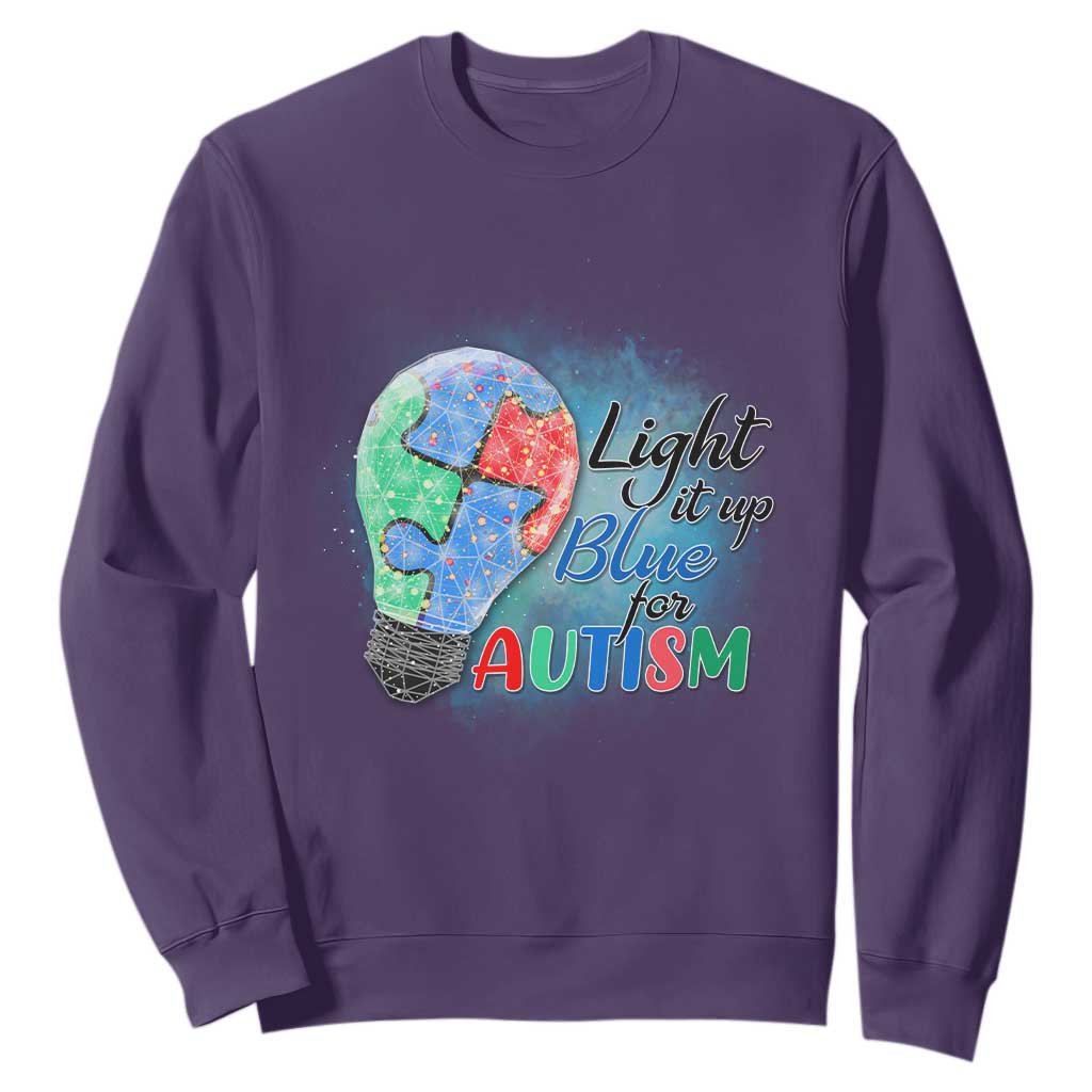 Autism Awareness Sweatshirt Light Up Blue Include Love Support TS02 Purple Printyourwear