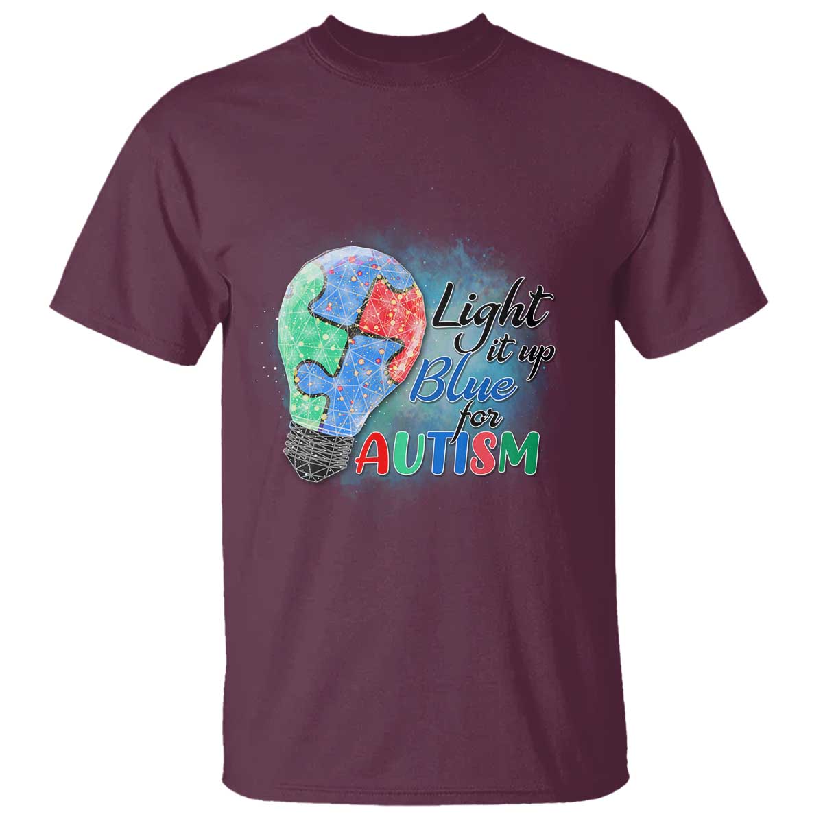 Autism Awareness T Shirt Light Up Blue Include Love Support TS02 Maroon Printyourwear