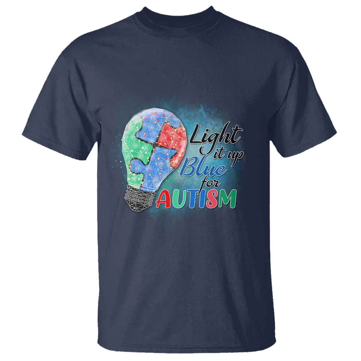 Autism Awareness T Shirt Light Up Blue Include Love Support TS02 Navy Printyourwear
