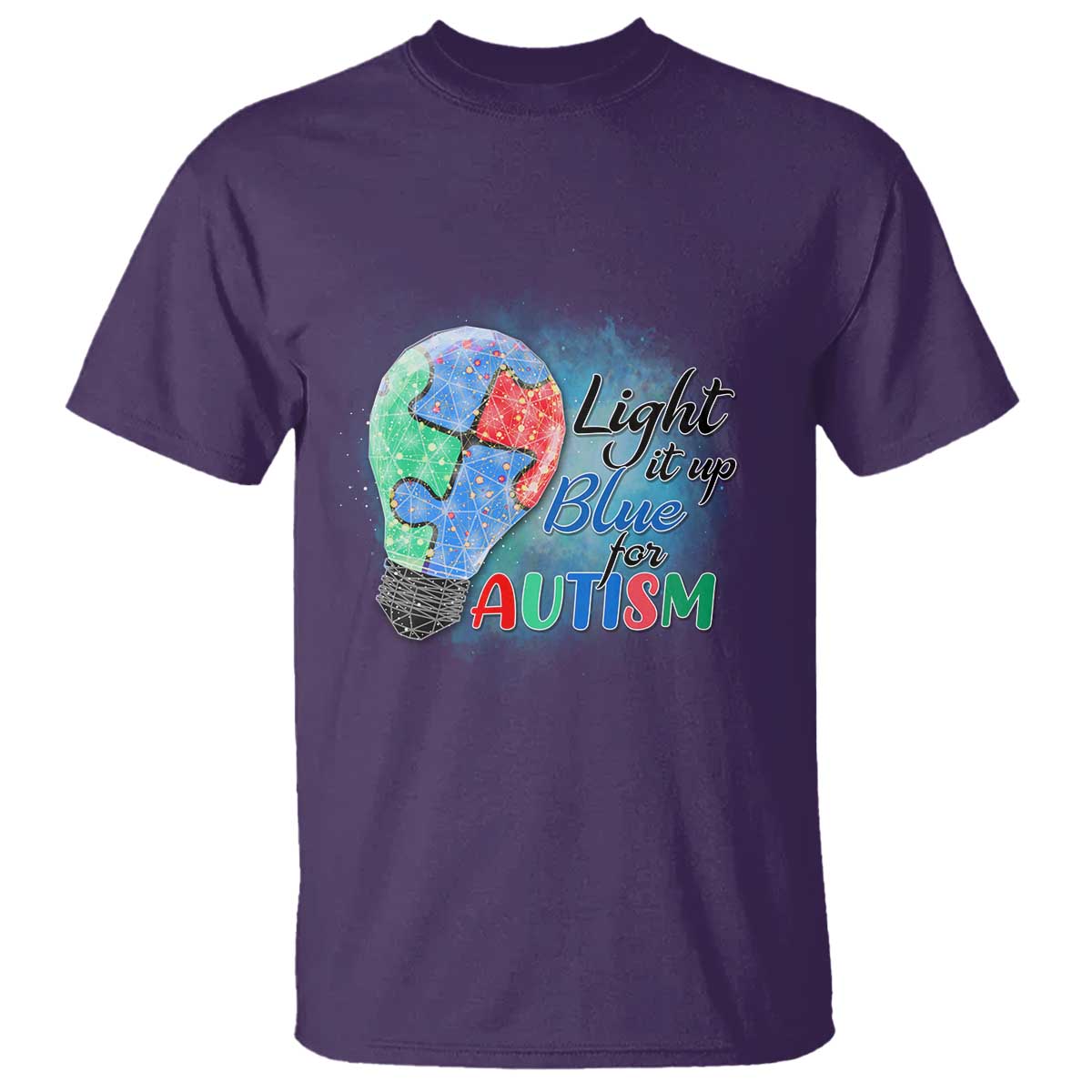 Autism Awareness T Shirt Light Up Blue Include Love Support TS02 Purple Printyourwear