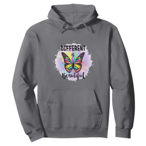 Autism Butterfly Hoodie Different Is Beautiful Autistic Spectrum Puzzle Piece TS02 Charcoal Printyourwear