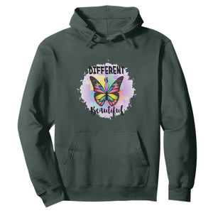 Autism Butterfly Hoodie Different Is Beautiful Autistic Spectrum Puzzle Piece TS02 Dark Forest Green Printyourwear