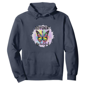 Autism Butterfly Hoodie Different Is Beautiful Autistic Spectrum Puzzle Piece TS02 Navy Printyourwear