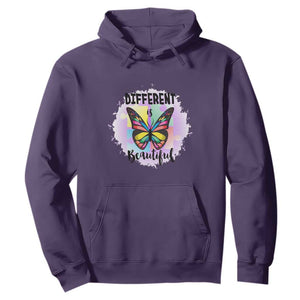 Autism Butterfly Hoodie Different Is Beautiful Autistic Spectrum Puzzle Piece TS02 Purple Printyourwear