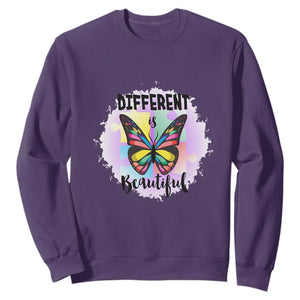 Autism Butterfly Sweatshirt Different Is Beautiful Autistic Spectrum Puzzle Piece TS02 Purple Printyourwear