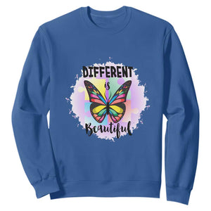 Autism Butterfly Sweatshirt Different Is Beautiful Autistic Spectrum Puzzle Piece TS02 Royal Blue Printyourwear