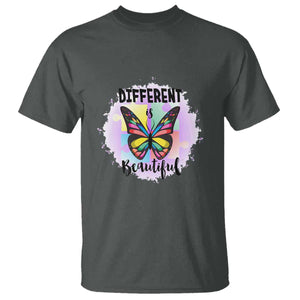 Autism Butterfly T Shirt Different Is Beautiful Autistic Spectrum Puzzle Piece TS02 Dark Heather Printyourwear