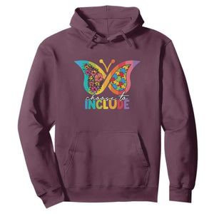 Autism Acceptance Hoodie Choose To Include Spectrum Neurodiversity Floral Butterfly TS02 Maroon Printyourwear